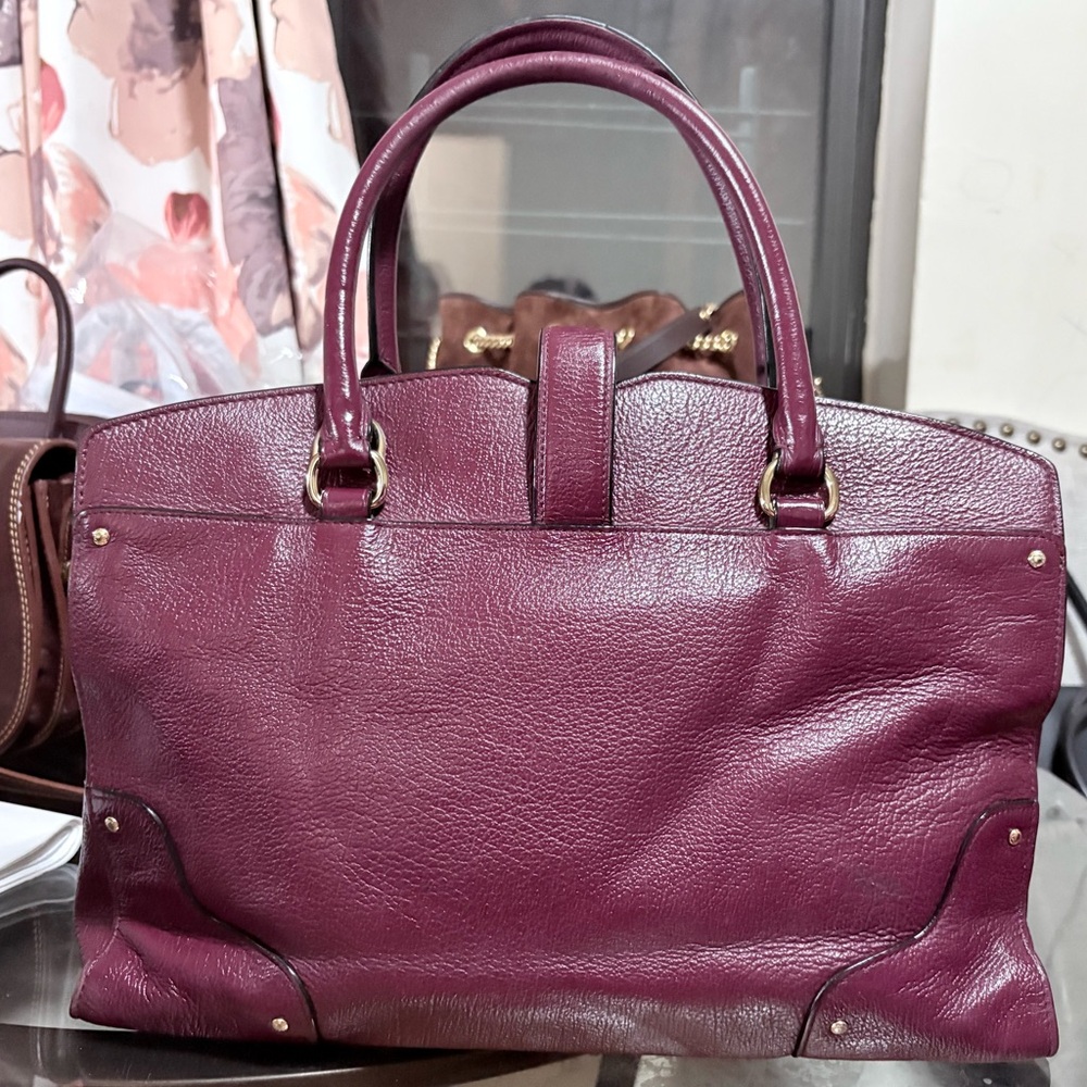 Coach Bag Mercer 35 Pebbled Leather Satchel in Burgundy - Picture 4 of 9